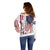 American Flag Fishing Off Shoulder Sweater Lure and Hook Elements and Custom Name Print - Wonder Print Shop