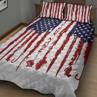 American Flag Fishing Quilt Bed Set Lure and Hook Elements and Custom Name Print - Wonder Print Shop