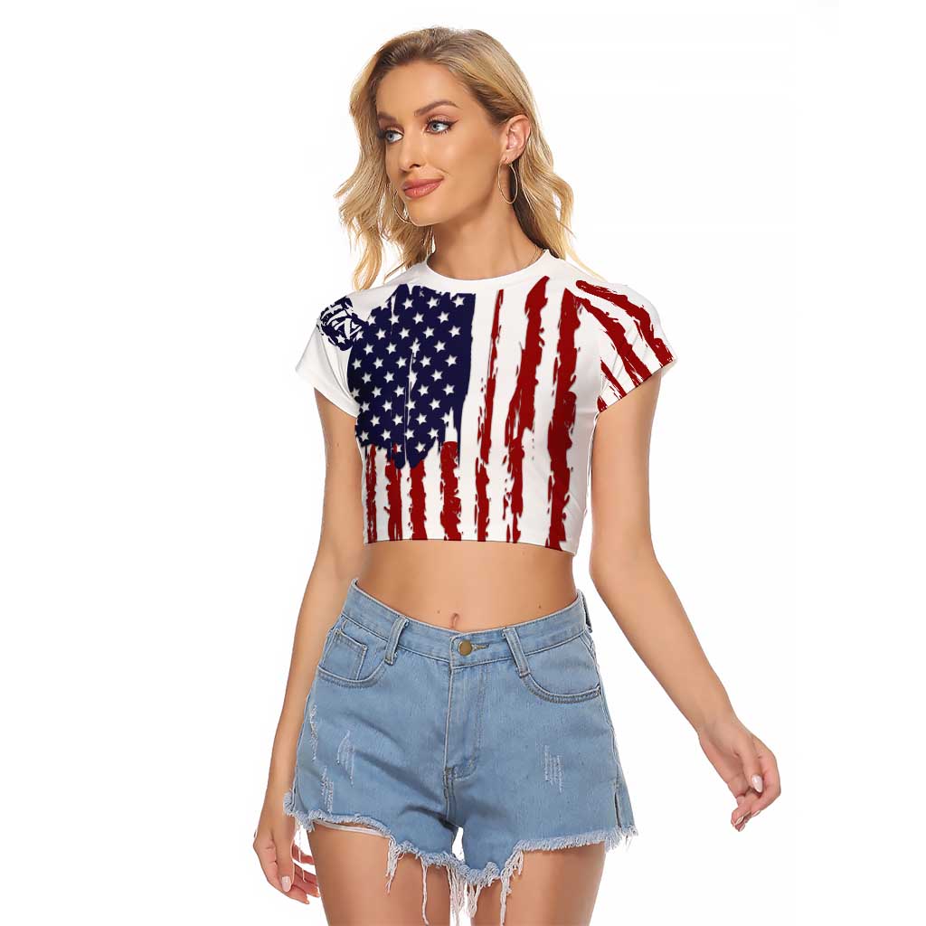 American Flag Fishing Raglan Cropped T Shirt Lure and Hook Elements and Custom Name Print - Wonder Print Shop