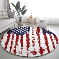American Flag Fishing Round Carpet Lure and Hook Elements and Custom Name Print - Wonder Print Shop