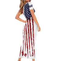 American Flag Fishing Short Sleeve Bodycon Dress Lure and Hook Elements and Custom Name Print - Wonder Print Shop