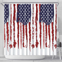 American Flag Fishing Shower Curtain Lure and Hook Elements and Custom Name Print - Wonder Print Shop