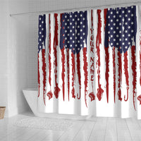 American Flag Fishing Shower Curtain Lure and Hook Elements and Custom Name Print - Wonder Print Shop
