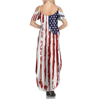 American Flag Fishing Summer Maxi Dress Lure and Hook Elements and Custom Name Print - Wonder Print Shop