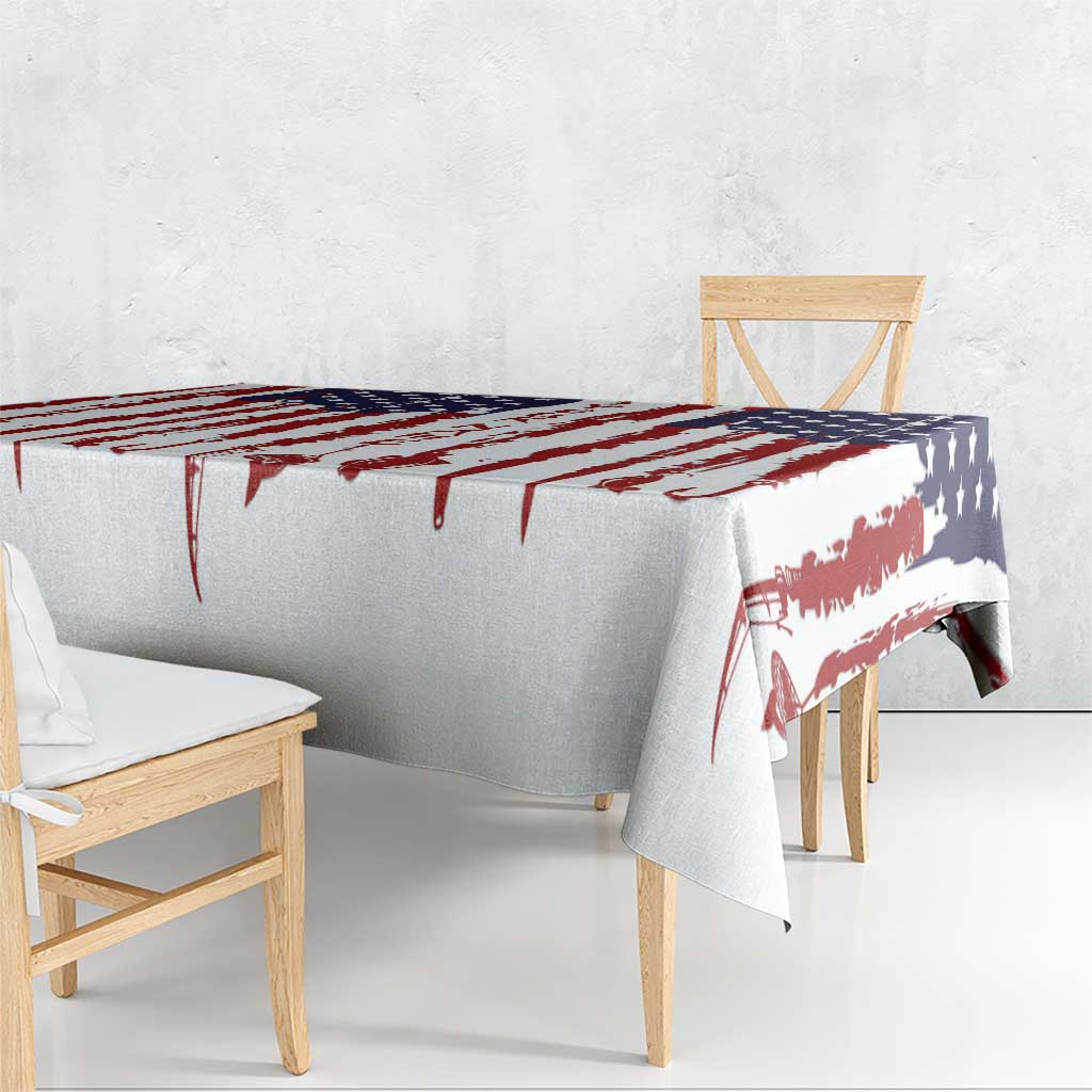 American Flag Fishing Tablecloth Lure and Hook Elements and Custom Name Print - Wonder Print Shop