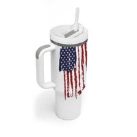 American Flag Fishing Tumbler With Handle Lure and Hook Elements and Custom Name Print - Wonder Print Shop