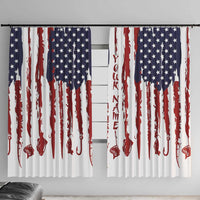 American Flag Fishing Window Curtain Lure and Hook Elements and Custom Name Print - Wonder Print Shop