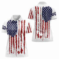 American Flag Fishing Women Polo Shirt Lure and Hook Elements and Custom Name Print - Wonder Print Shop