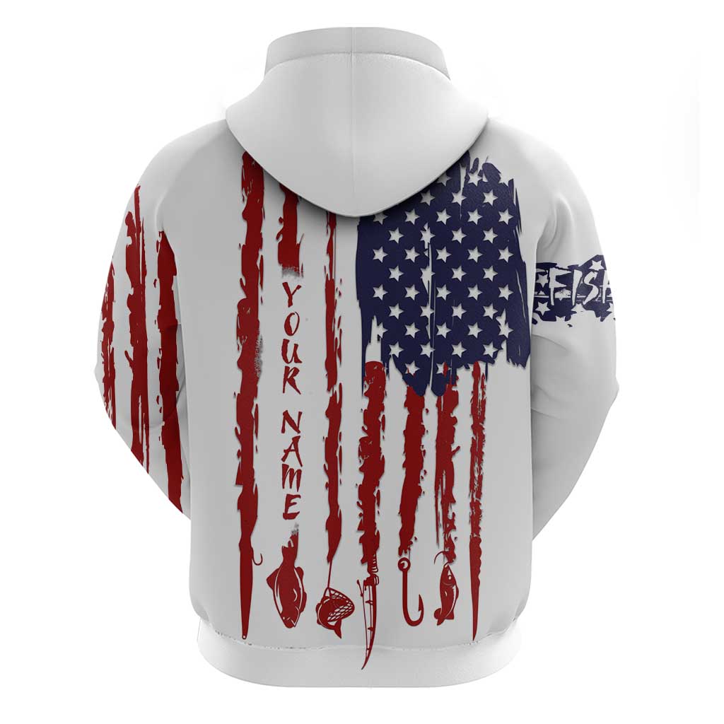 American Flag Fishing Zip Hoodie Lure and Hook Elements and Custom Name Print - Wonder Print Shop