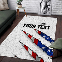 Personalized American Flag Bowling Team Area Rug Pins and Ball Torn Stripes and Patterned White - Wonder Print Shop
