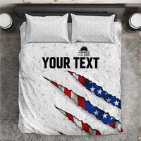 Personalized American Flag Bowling Team Bedding Set Pins and Ball Torn Stripes and Patterned White - Wonder Print Shop