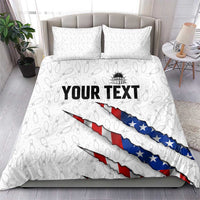 Personalized American Flag Bowling Team Bedding Set Pins and Ball Torn Stripes and Patterned White - Wonder Print Shop