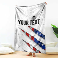 Personalized American Flag Bowling Team Blanket Pins and Ball Torn Stripes and Patterned White - Wonder Print Shop