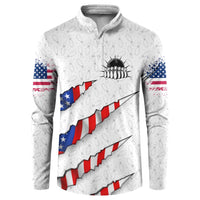 Personalized American Flag Bowling Team Button Sweatshirt Pins and Ball Torn Stripes and Patterned White - Wonder Print Shop