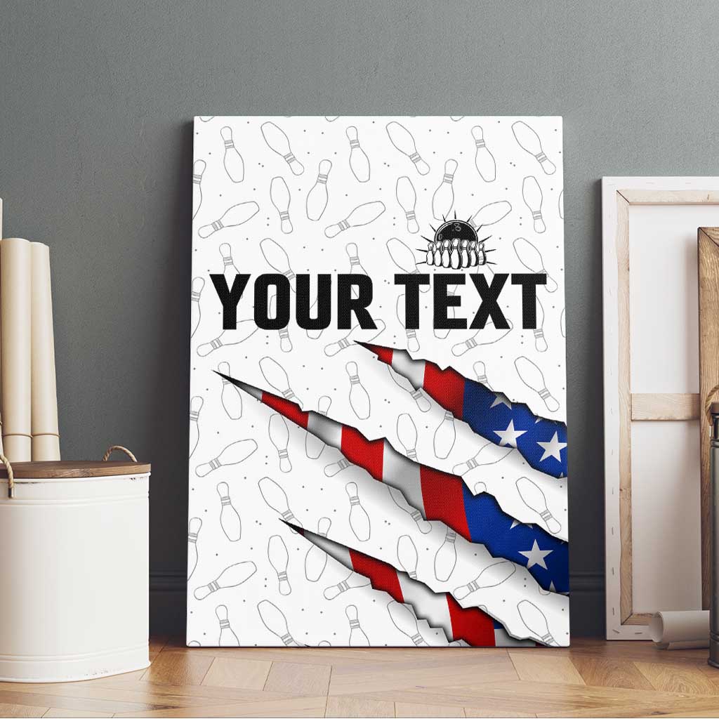 Personalized American Flag Bowling Team Canvas Wall Art Pins and Ball Torn Stripes and Patterned White - Wonder Print Shop