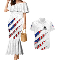 Personalized American Flag Bowling Team Couples Matching Mermaid Dress and Hawaiian Shirt Pins and Ball Torn Stripes and Patterned White - Wonder Print Shop