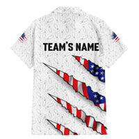 Personalized American Flag Bowling Team Family Matching Mermaid Dress and Hawaiian Shirt Pins and Ball Torn Stripes and Patterned White - Wonder Print Shop