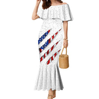 Personalized American Flag Bowling Team Family Matching Mermaid Dress and Hawaiian Shirt Pins and Ball Torn Stripes and Patterned White - Wonder Print Shop