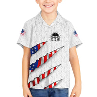 Personalized American Flag Bowling Team Family Matching Off The Shoulder Long Sleeve Dress and Hawaiian Shirt Pins and Ball Torn Stripes and Patterned White - Wonder Print Shop