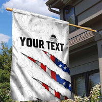 Personalized American Flag Bowling Team Garden Flag Pins and Ball Torn Stripes and Patterned White - Wonder Print Shop