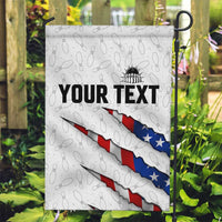 Personalized American Flag Bowling Team Garden Flag Pins and Ball Torn Stripes and Patterned White - Wonder Print Shop