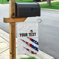 Personalized American Flag Bowling Team Garden Flag Pins and Ball Torn Stripes and Patterned White - Wonder Print Shop