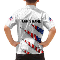 Personalized American Flag Bowling Team Hawaiian Shirt Pins and Ball Torn Stripes and Patterned White - Wonder Print Shop