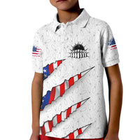 Personalized American Flag Bowling Team Kid Polo Shirt Pins and Ball Torn Stripes and Patterned White - Wonder Print Shop