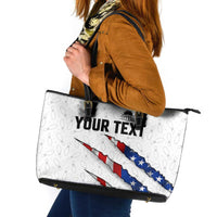 Personalized American Flag Bowling Team Leather Tote Bag Pins and Ball Torn Stripes and Patterned White - Wonder Print Shop