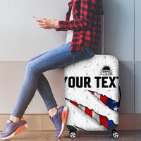 Personalized American Flag Bowling Team Luggage Cover Pins and Ball Torn Stripes and Patterned White - Wonder Print Shop