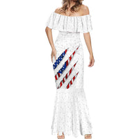 Personalized American Flag Bowling Team Mermaid Dress Pins and Ball Torn Stripes and Patterned White - Wonder Print Shop