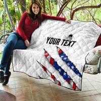Personalized American Flag Bowling Team Quilt Pins and Ball Torn Stripes and Patterned White - Wonder Print Shop