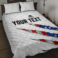 Personalized American Flag Bowling Team Quilt Bed Set Pins and Ball Torn Stripes and Patterned White - Wonder Print Shop
