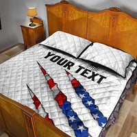 Personalized American Flag Bowling Team Quilt Bed Set Pins and Ball Torn Stripes and Patterned White - Wonder Print Shop