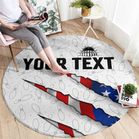 Personalized American Flag Bowling Team Round Carpet Pins and Ball Torn Stripes and Patterned White - Wonder Print Shop