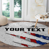 Personalized American Flag Bowling Team Round Carpet Pins and Ball Torn Stripes and Patterned White - Wonder Print Shop