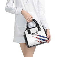 Personalized American Flag Bowling Team Shoulder Handbag Pins and Ball Torn Stripes and Patterned White - Wonder Print Shop