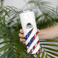 Personalized American Flag Bowling Team Skinny Tumbler Pins and Ball Torn Stripes and Patterned White - Wonder Print Shop