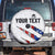 Personalized American Flag Bowling Team Spare Tire Cover Pins and Ball Torn Stripes and Patterned White - Wonder Print Shop