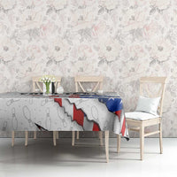 Personalized American Flag Bowling Team Tablecloth Pins and Ball Torn Stripes and Patterned White - Wonder Print Shop