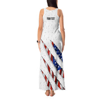 Personalized American Flag Bowling Team Tank Maxi Dress Pins and Ball Torn Stripes and Patterned White - Wonder Print Shop