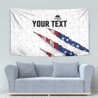 Personalized American Flag Bowling Team Tapestry Pins and Ball Torn Stripes and Patterned White - Wonder Print Shop