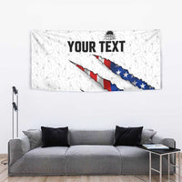 Personalized American Flag Bowling Team Tapestry Pins and Ball Torn Stripes and Patterned White - Wonder Print Shop