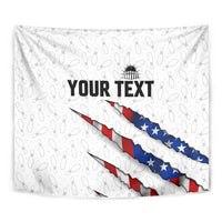 Personalized American Flag Bowling Team Tapestry Pins and Ball Torn Stripes and Patterned White - Wonder Print Shop