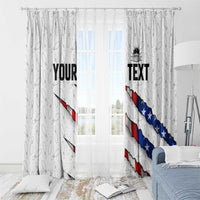 Personalized American Flag Bowling Team Window Curtain Pins and Ball Torn Stripes and Patterned White - Wonder Print Shop