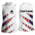 Personalized American Flag Bowling Team Women Sleeveless Polo Shirt Pins and Ball Torn Stripes and Patterned White - Wonder Print Shop