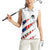 Personalized American Flag Bowling Team Women Sleeveless Polo Shirt Pins and Ball Torn Stripes and Patterned White - Wonder Print Shop