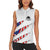 Personalized American Flag Bowling Team Women Sleeveless Polo Shirt Pins and Ball Torn Stripes and Patterned White - Wonder Print Shop