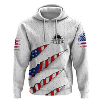 Personalized American Flag Bowling Team Zip Hoodie Pins and Ball Torn Stripes and Patterned White - Wonder Print Shop
