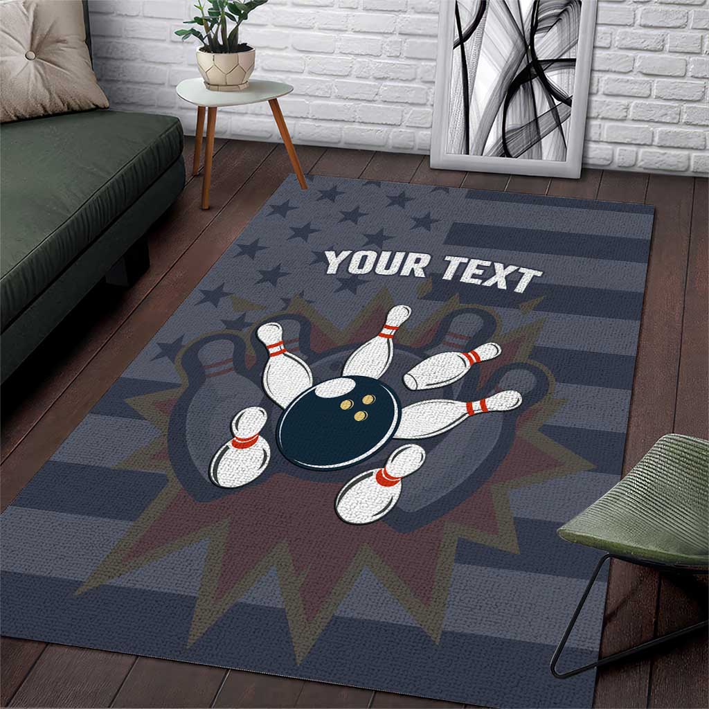 Custom Bowling Ball and Pins Area Rug American Flag Stars and Stripes in Grunge Patriotic - Wonder Print Shop